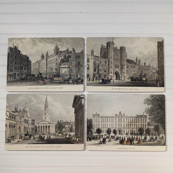 Vintage Lady Clare UK Historical Placemats Set of 4 Melamine London Scenes - Picture 14 of 14